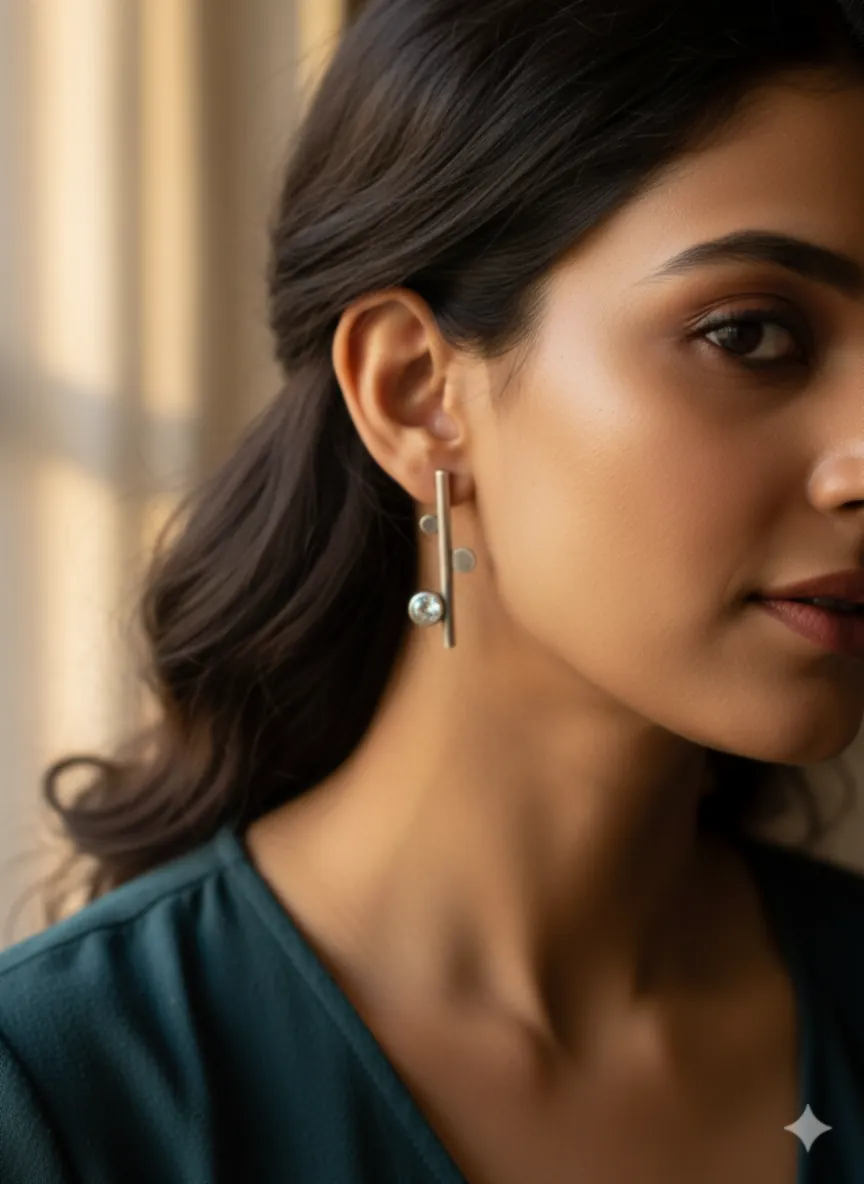 White stoned Dangler Earring